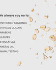 Product ingredients list with oatmeal on a light background