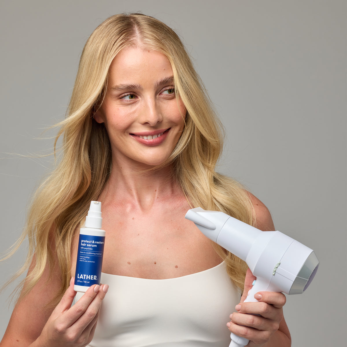 Styling hair after applying serum