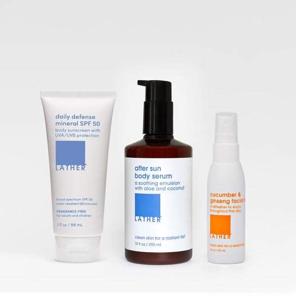 Sun + After Sun Essentials with Mesh Travel Bag | LATHER